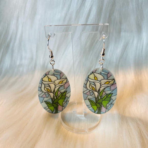 Stain Glass Acrylic Earrings - Picture 3 of 6
